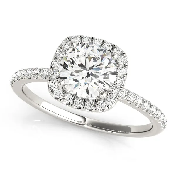 Goldiacom 120Ct Swarovski Round Diamond Halo Engagement Ring Set 14K Solid White Gold Rings