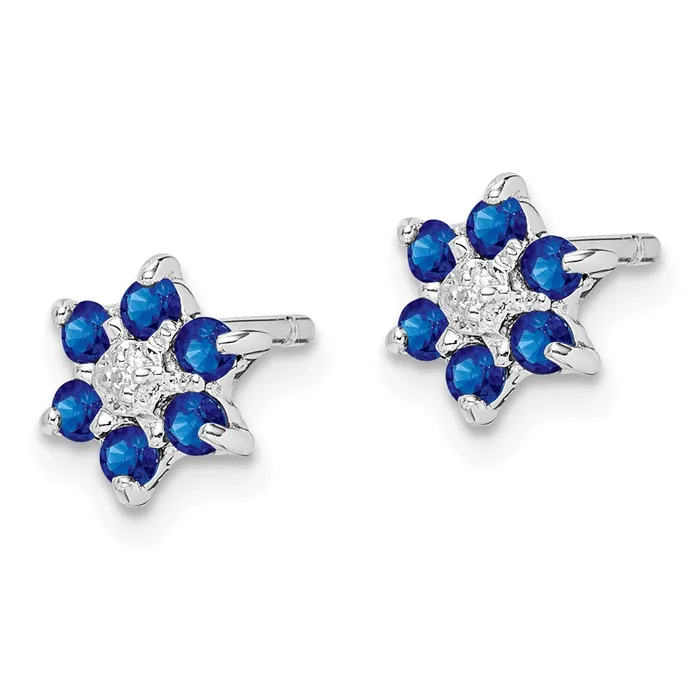 Goldia Earrings Sterling Silver Rhodium Sapphire u0026 Diamond Post Earrings