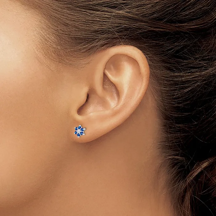 Goldia Earrings Sterling Silver Rhodium Sapphire u0026 Diamond Post Earrings