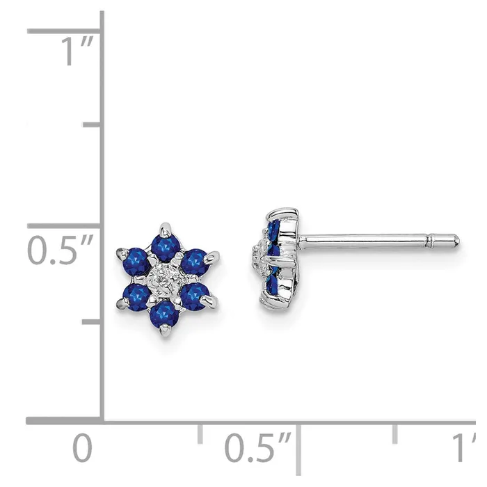 Goldia Earrings Sterling Silver Rhodium Sapphire u0026 Diamond Post Earrings