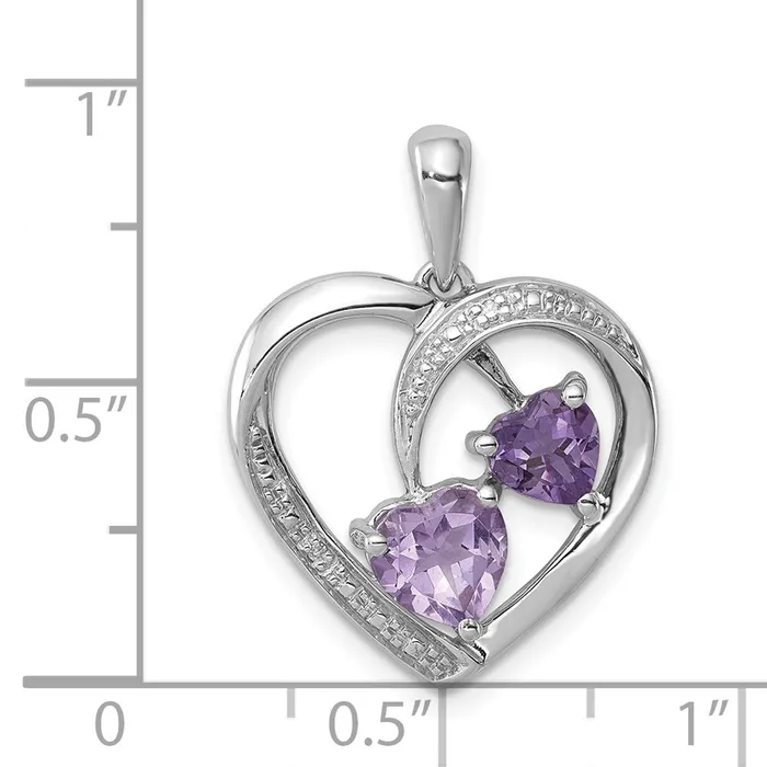 Goldia Necklaces Sterling Silver RH Plated Diamond Amethyst and Rose de France Pendant