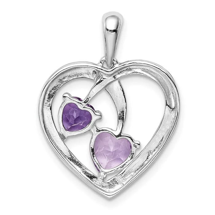 Goldia Necklaces Sterling Silver RH Plated Diamond Amethyst and Rose de France Pendant