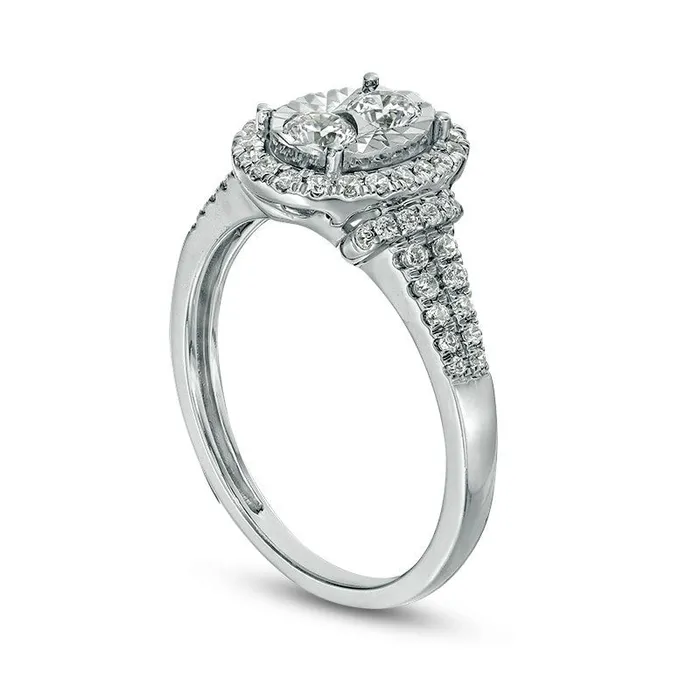 Goldia Rings 063 CT TW Natural Diamond Oval Frame Collar Engagement Ring in Solid 14K White Gold Goldia Rings 063 CT TW Natural Diamond Oval Frame Collar Engagement Ring in Solid 14K White Gold