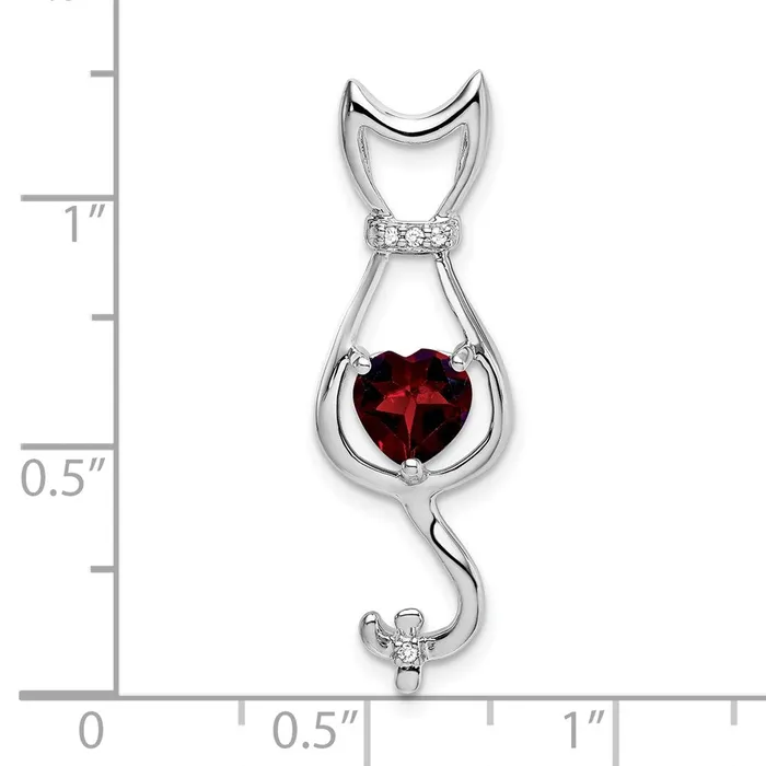 Necklaces Goldia 14k White Gold Garnet and Real Diamond Cat Pendant