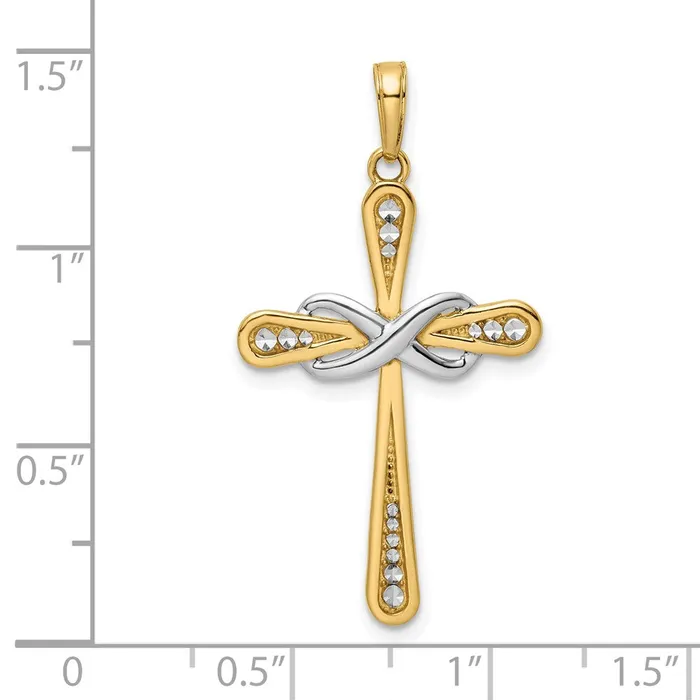 Necklaces Goldia 14k Yellow u0026 Rhodium Gold wRhodium DC Cross u0026 Infinity Pendant