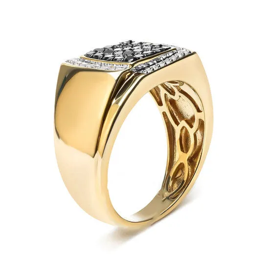 Original Haus of Brilliance Mens 14K Yellow Gold Plated 925 Sterling Silver 100 Cttw White and Black Treated Diamond Ring Black IJ Color I2I3 Clarity JMS always Rings Original Haus of Brilliance Mens 14K Yellow Gold Plated 925 Sterling Silver 100 Cttw White and Black Treated Diamond Ring Black IJ Color I2I3 Clarity JMS always Rings