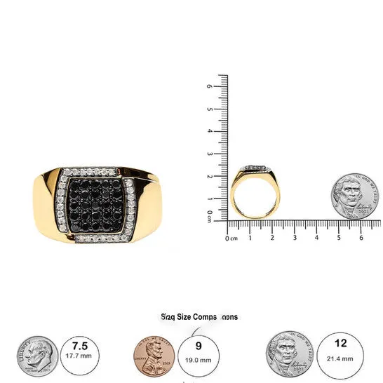 Original Haus of Brilliance Mens 14K Yellow Gold Plated 925 Sterling Silver 100 Cttw White and Black Treated Diamond Ring Black IJ Color I2I3 Clarity JMS always Rings Original Haus of Brilliance Mens 14K Yellow Gold Plated 925 Sterling Silver 100 Cttw White and Black Treated Diamond Ring Black IJ Color I2I3 Clarity JMS always Rings