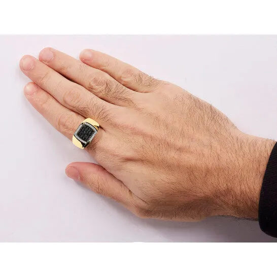 Original Haus of Brilliance Mens 14K Yellow Gold Plated 925 Sterling Silver 100 Cttw White and Black Treated Diamond Ring Black IJ Color I2I3 Clarity JMS always Rings Original Haus of Brilliance Mens 14K Yellow Gold Plated 925 Sterling Silver 100 Cttw White and Black Treated Diamond Ring Black IJ Color I2I3 Clarity JMS always Rings