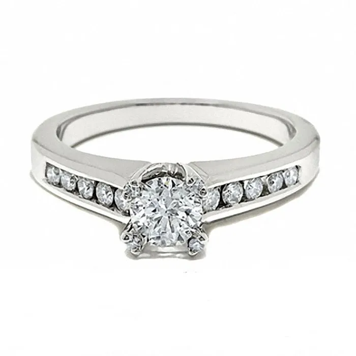 Previously Owned 075 CT TW Natural Diamond Engagement Ring in Solid 14K White Gold Goldia Rings