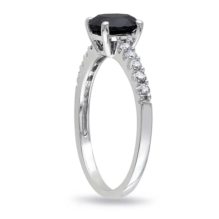 Rings Goldia 125 CT TW Enhanced Black and White Natural Diamond Engagement Ring in Solid 14K White Gold Rings Goldia 125 CT TW Enhanced Black and White Natural Diamond Engagement Ring in Solid 14K White Gold