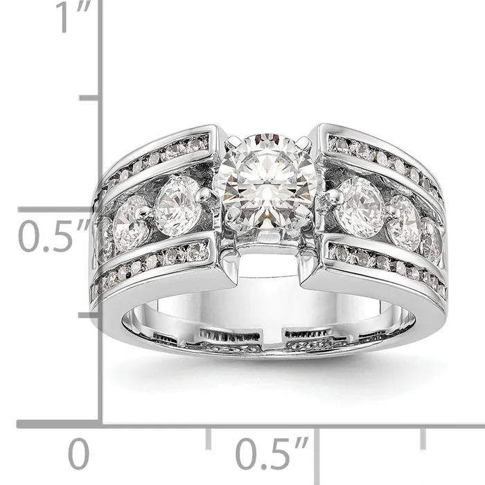 Rings Goldia 130ct CZ Solid Real 14K White Gold Peg Set Engagement Ring