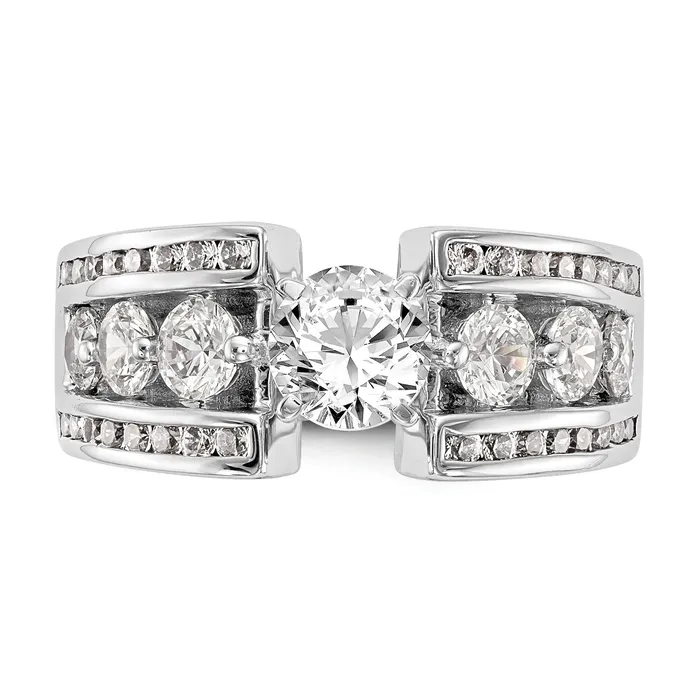 Rings Goldia 130ct CZ Solid Real 14K White Gold Peg Set Engagement Ring