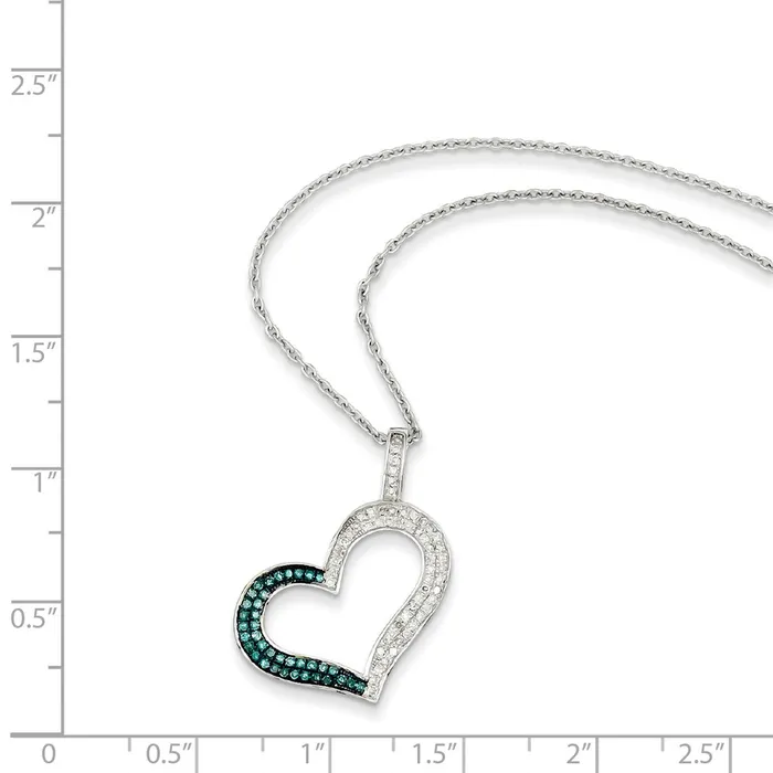 Sterling Silver Blue u0026 White Diamond Heart Pendant Necklace Goldia Necklaces