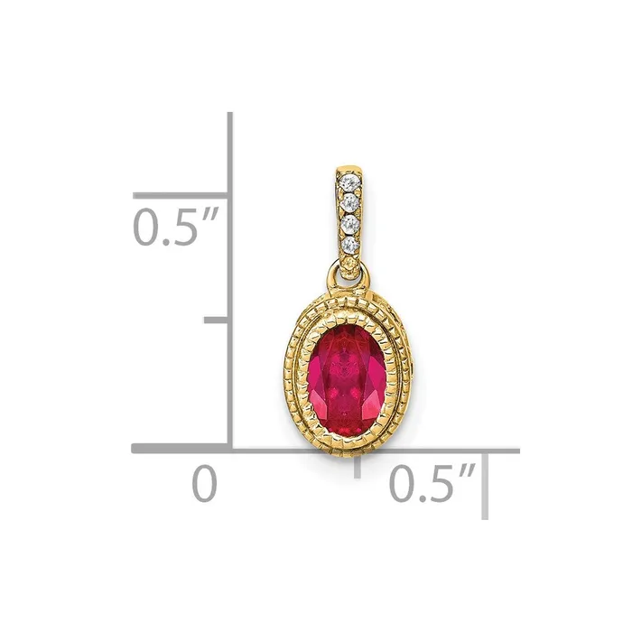 14k Oval Ruby and Diamond Pendant TreasureFineJewelers Necklaces