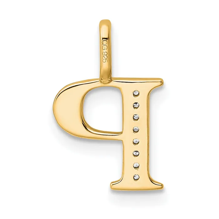 Necklaces TreasureFineJewelers 14k Yellow Gold Diamond Letter P Initial Pendant