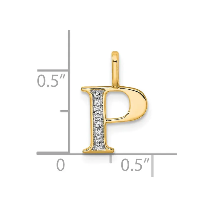 Necklaces TreasureFineJewelers 14k Yellow Gold Diamond Letter P Initial Pendant