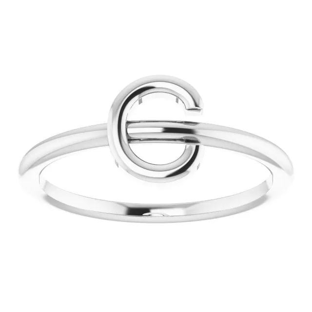 Rings TreasureFineJewelers 14K White Initial C Ring