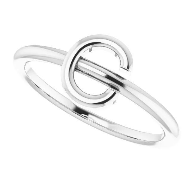 Rings TreasureFineJewelers 14K White Initial C Ring