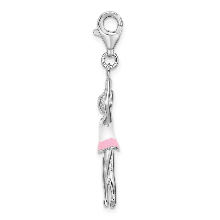 Sterling Silver Amore La Vita Rhodiumpl 3D Enameled Ballerina Charm TreasureFineJewelers Rings