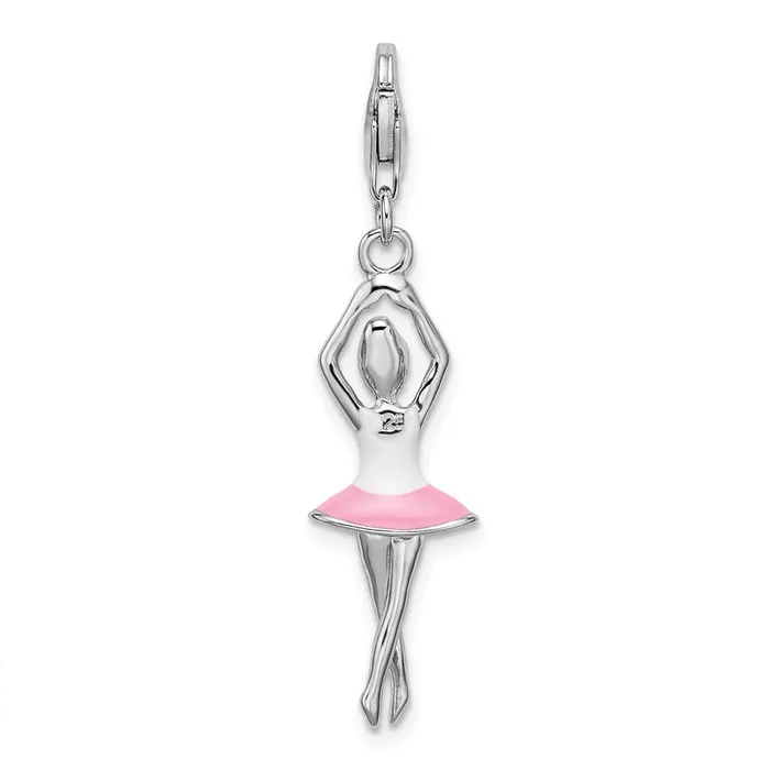 Sterling Silver Amore La Vita Rhodiumpl 3D Enameled Ballerina Charm TreasureFineJewelers Rings