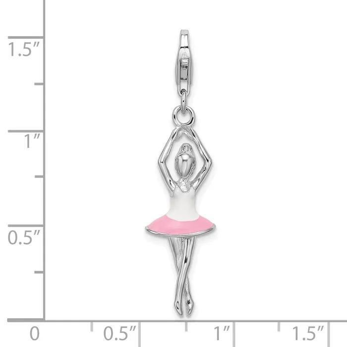 Sterling Silver Amore La Vita Rhodiumpl 3D Enameled Ballerina Charm TreasureFineJewelers Rings