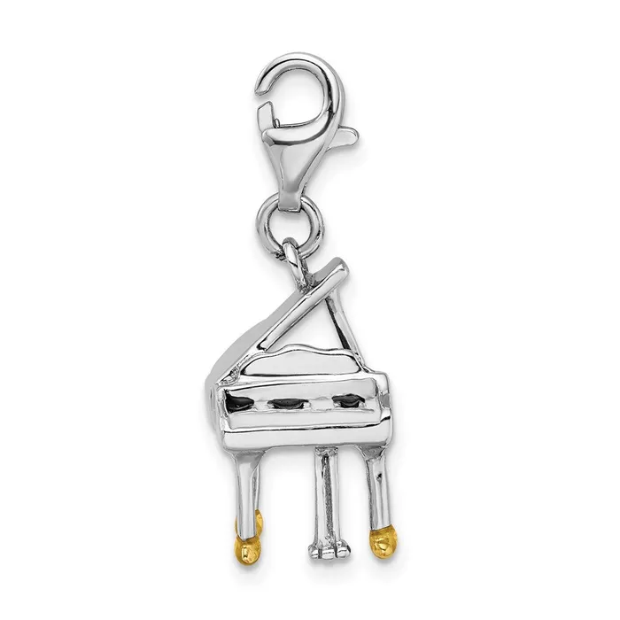 TreasureFineJewelers Rings Sterling Silver Amore La Vita Rhodiumpl Polished Enameled Piano Charm