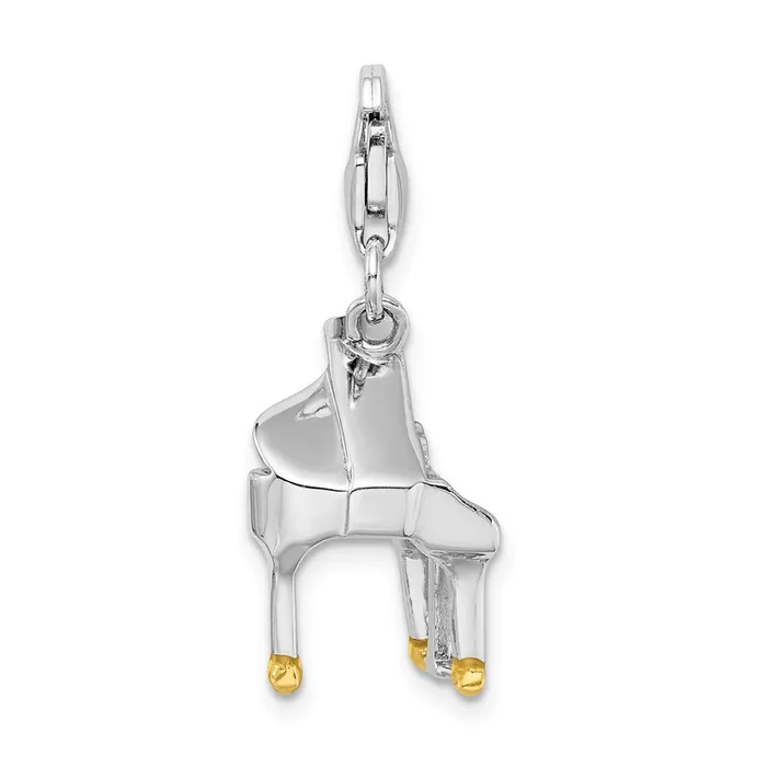 TreasureFineJewelers Rings Sterling Silver Amore La Vita Rhodiumpl Polished Enameled Piano Charm