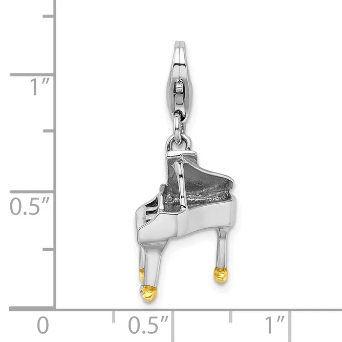 TreasureFineJewelers Rings Sterling Silver Amore La Vita Rhodiumpl Polished Enameled Piano Charm