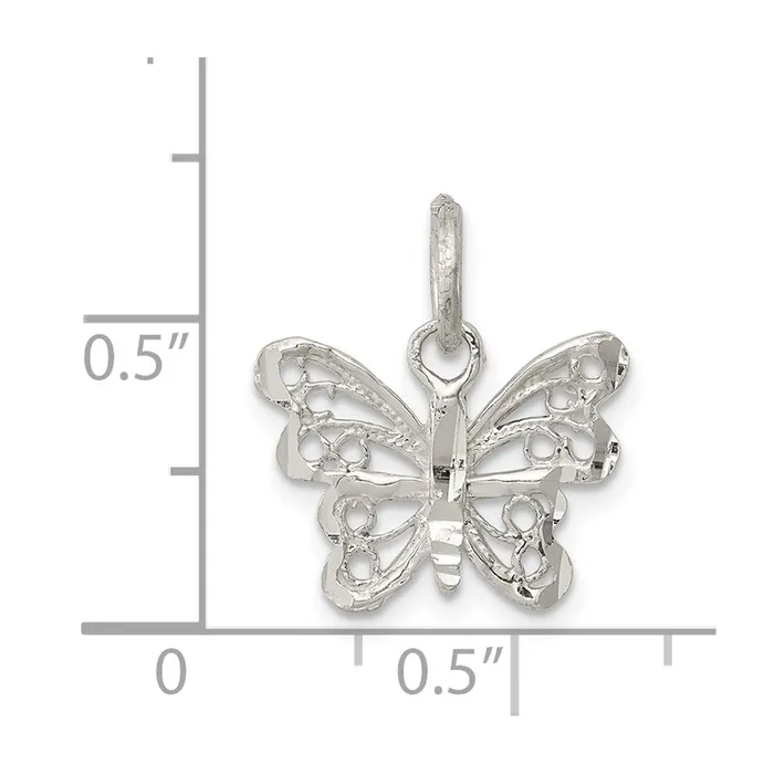 TreasureFineJewelers Rings Sterling Silver Butterfly Charm