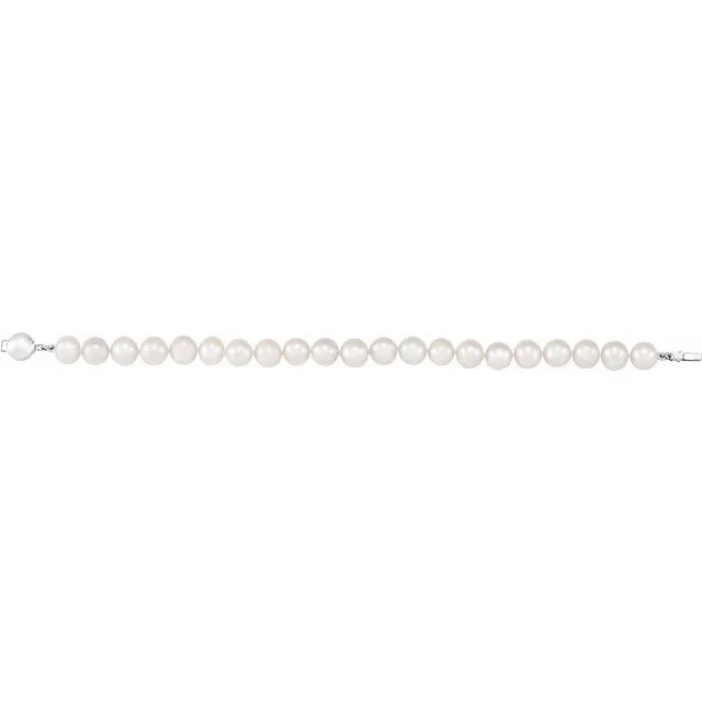 TreasureFineJewelers Sterling Silver 89 mm Cultured White Freshwater Pearl 7 34 Bracelet Bracelets