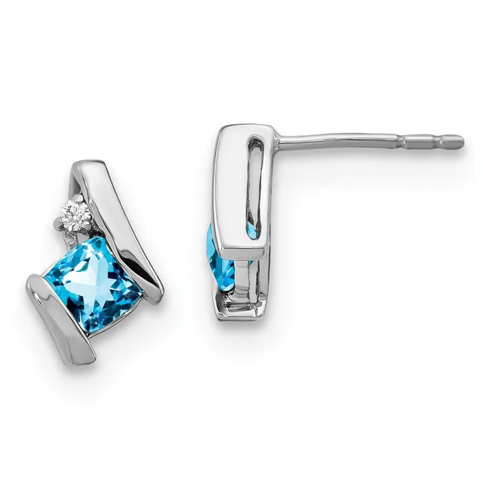 10k White Gold Antique Cushion Blue Topaz and Diamond EarringsWBCEM7398BT0031WA WB Choice Jewelry Earrings 10k White Gold Antique Cushion Blue Topaz and Diamond EarringsWBCEM7398BT0031WA WB Choice Jewelry Earrings