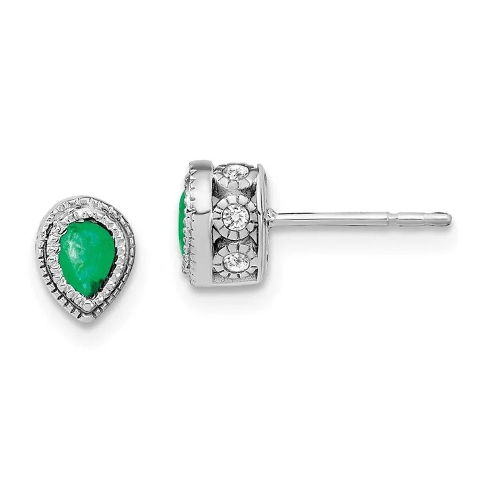 14k White Gold Emerald and Diamond EarringsWBCEM7094EM015WA WB Choice Jewelry Earrings 14k White Gold Emerald and Diamond EarringsWBCEM7094EM015WA WB Choice Jewelry Earrings