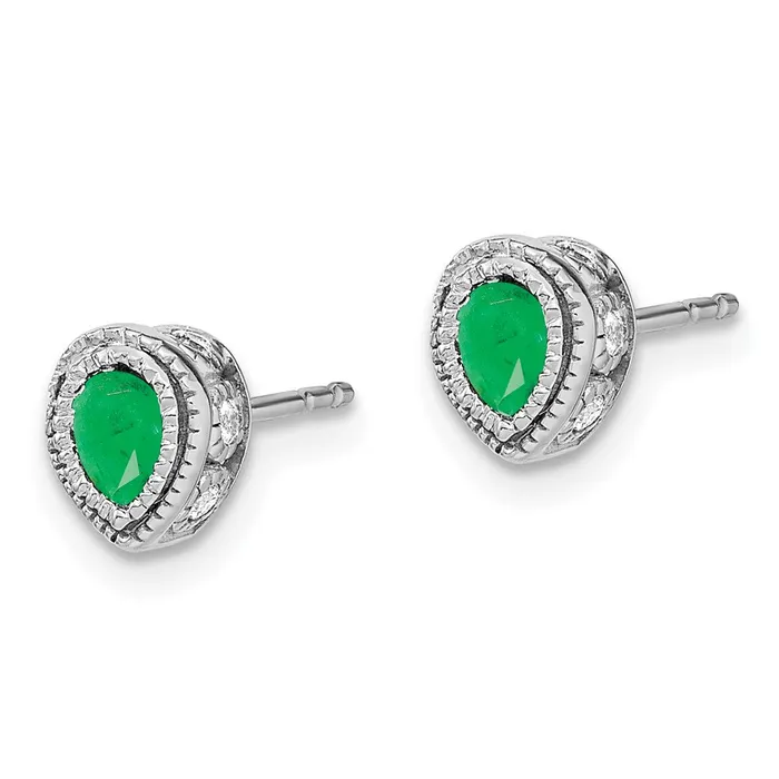 14k White Gold Emerald and Diamond EarringsWBCEM7094EM015WA WB Choice Jewelry Earrings 14k White Gold Emerald and Diamond EarringsWBCEM7094EM015WA WB Choice Jewelry Earrings