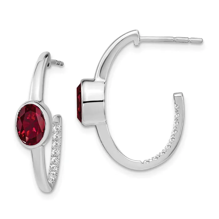 14k White Gold Oval Created Ruby and Diamond JHoop EarringsWBCEM7214RU018WA WB Choice Jewelry Earrings 14k White Gold Oval Created Ruby and Diamond JHoop EarringsWBCEM7214RU018WA WB Choice Jewelry Earrings
