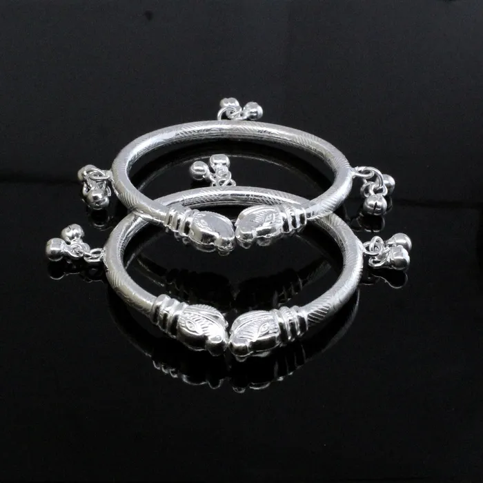 Bracelets Real 925 Silver Bangles adjustable Bracelet with Jingle Bells Pair Karizma Jewels