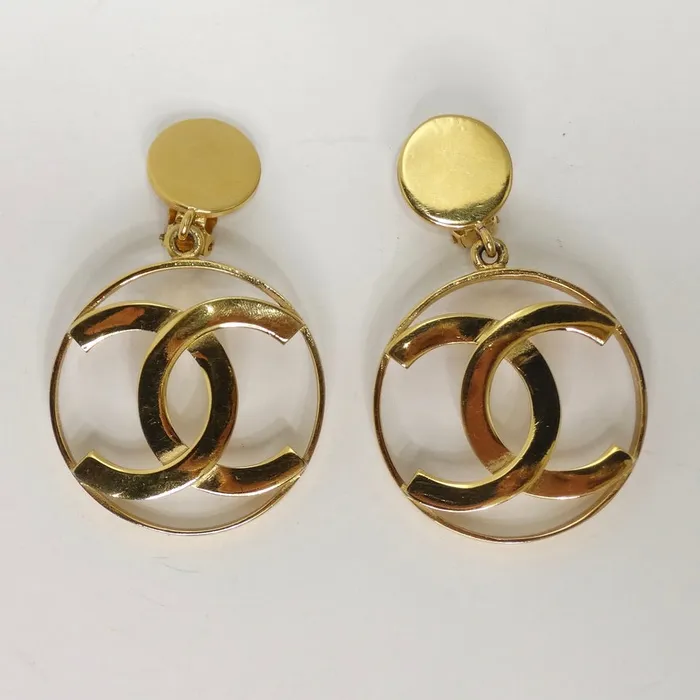 Earrings Vintage by Misty Iconic 24K Gold Chanel 1980s Jumbo Interlocking C Hoop Earrings