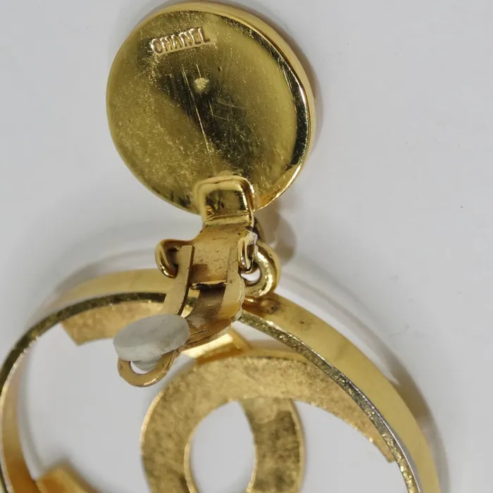 Earrings Vintage by Misty Iconic 24K Gold Chanel 1980s Jumbo Interlocking C Hoop Earrings