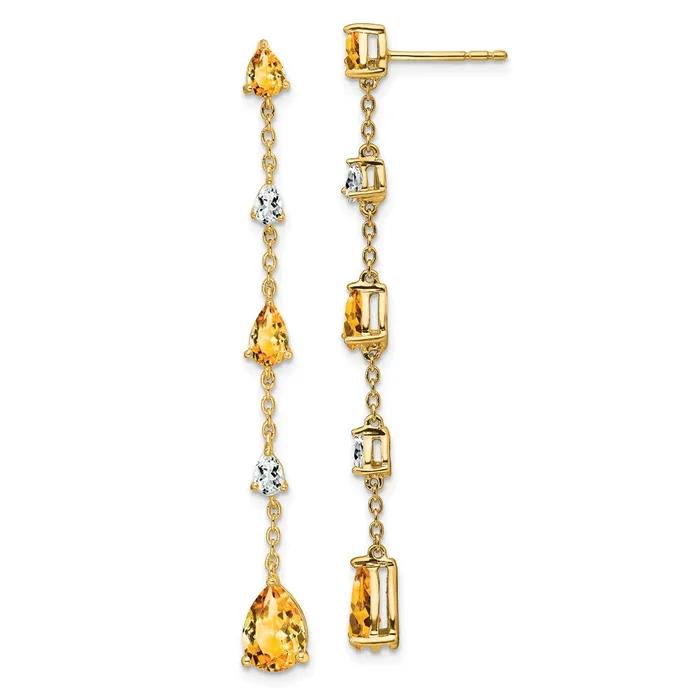 Earrings WB Choice Jewelry 14k Citrine and White Topaz Dangle EarringsWBCEM7090CIYA Earrings WB Choice Jewelry 14k Citrine and White Topaz Dangle EarringsWBCEM7090CIYA