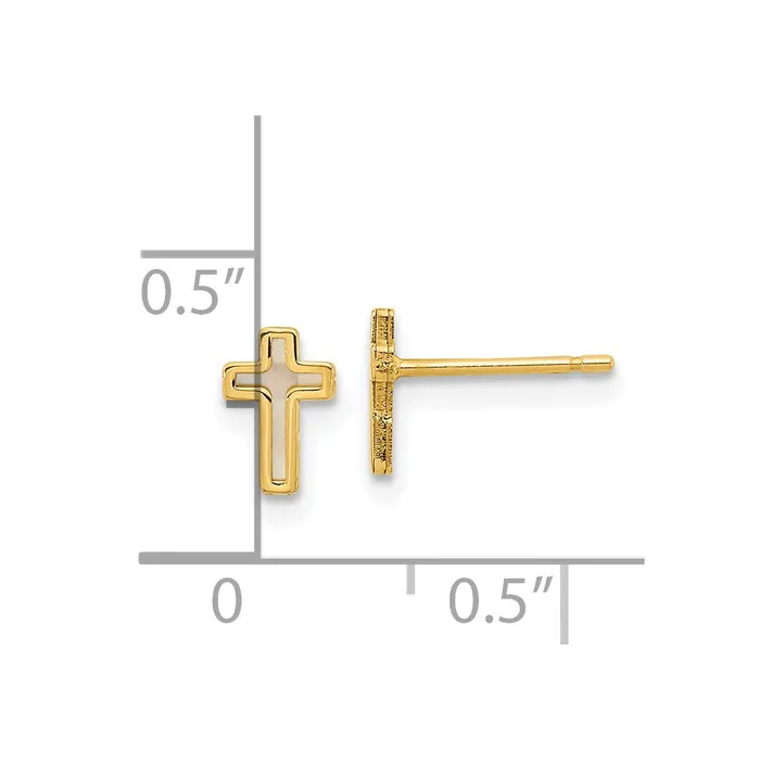 Earrings WB Choice Jewelry 14K Madi K Polished Cross Mother of Pearl Post EarringsWBCGK1114 Earrings WB Choice Jewelry 14K Madi K Polished Cross Mother of Pearl Post EarringsWBCGK1114