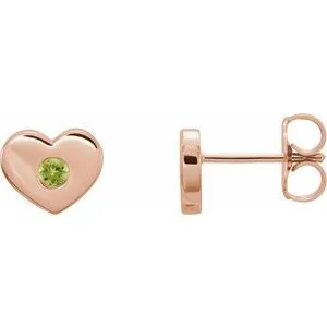 Earrings WB Choice Jewelry 14K Rose Peridot Heart Earrings 86336651PSTWBC Earrings WB Choice Jewelry 14K Rose Peridot Heart Earrings 86336651PSTWBC