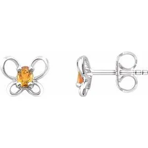 Earrings WB Choice Jewelry 14K White 4x3 mm Oval November Youth Butterfly Birthstone Earrings 653416629PSTWBC Earrings WB Choice Jewelry 14K White 4x3 mm Oval November Youth Butterfly Birthstone Earrings 653416629PSTWBC