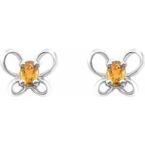 Earrings WB Choice Jewelry 14K White 4x3 mm Oval November Youth Butterfly Birthstone Earrings 653416629PSTWBC Earrings WB Choice Jewelry 14K White 4x3 mm Oval November Youth Butterfly Birthstone Earrings 653416629PSTWBC