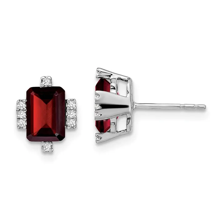 Earrings WB Choice Jewelry 14k White Gold Emeraldshape Garnet and Diamond EarringsWBCEM7106GA008WA Earrings WB Choice Jewelry 14k White Gold Emeraldshape Garnet and Diamond EarringsWBCEM7106GA008WA