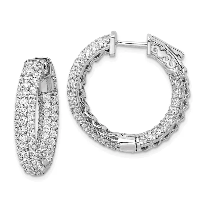 Earrings WB Choice Jewelry Sterling Silver Rhodiumplated Pav CZ In and Out Hoop EarringsWBCQE11076 Earrings WB Choice Jewelry Sterling Silver Rhodiumplated Pav CZ In and Out Hoop EarringsWBCQE11076