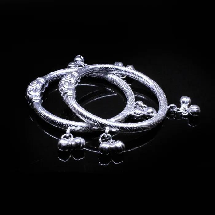 Elephant Face Real Silver Baby Toddler Bangles Bracelet With Jingle Bells Pair Karizma Jewels Bracelets Elephant Face Real Silver Baby Toddler Bangles Bracelet With Jingle Bells Pair Karizma Jewels Bracelets