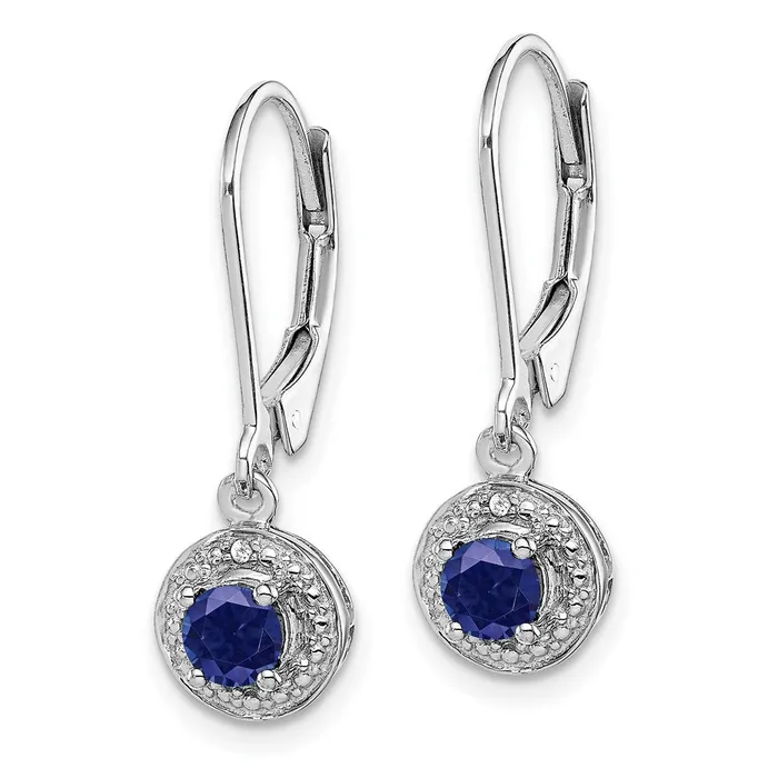 Sterling Silver Rhodiumplated Diam Created Sapphire EarringsWBCQBE11SEP WB Choice Jewelry Earrings