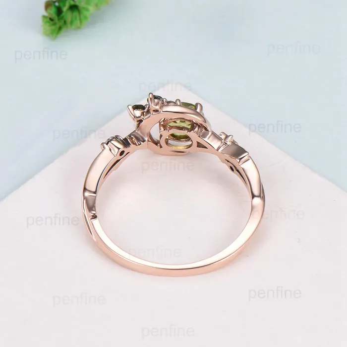 Unique Crescent Moon Green Moissanite Engagement Ring Vintage Rose Gold Star Moon Cluster Peridot Ring Art Deco Promise Anniversary Gift Her PENFINE Rings Unique Crescent Moon Green Moissanite Engagement Ring Vintage Rose Gold Star Moon Cluster Peridot Ring Art Deco Promise Anniversary Gift Her PENFINE Rings