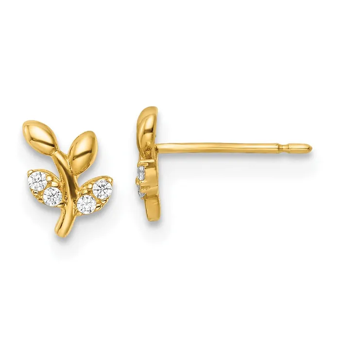 WB Choice Jewelry 14k Madi K Polished CZ Leaf Branch Post EarringsWBCGK1132 Earrings WB Choice Jewelry 14k Madi K Polished CZ Leaf Branch Post EarringsWBCGK1132 Earrings