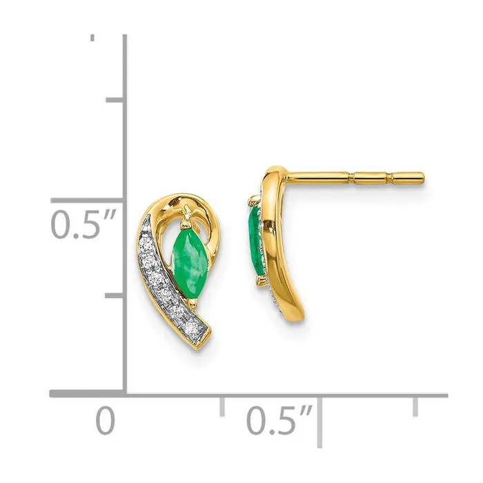 WB Choice Jewelry Earrings 14k 120Ct Diamond and Emerald EarringsWBCEM5592EM005YA