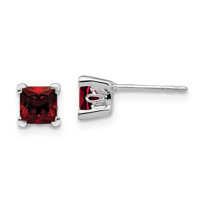 WB Choice Jewelry Earrings 14k White Gold Square Garnet EarringsWBCEM7102GAW WB Choice Jewelry Earrings 14k White Gold Square Garnet EarringsWBCEM7102GAW
